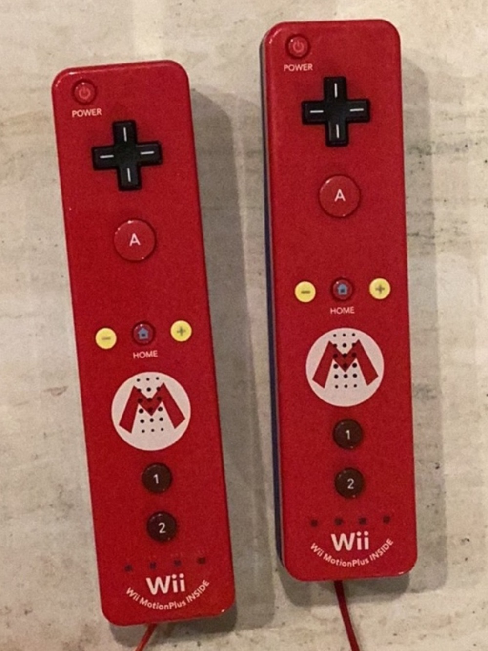 Nintendo Mario Wii Remotes Plus Motion Inside Controller Lot Of 2 Genuine Red
